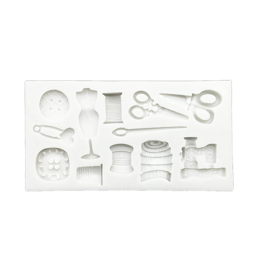 Sewing Machine Scissors Button Silicone Sugarcraft Mold Cupcake Baking Mold Fondant Cake Decorating Tools