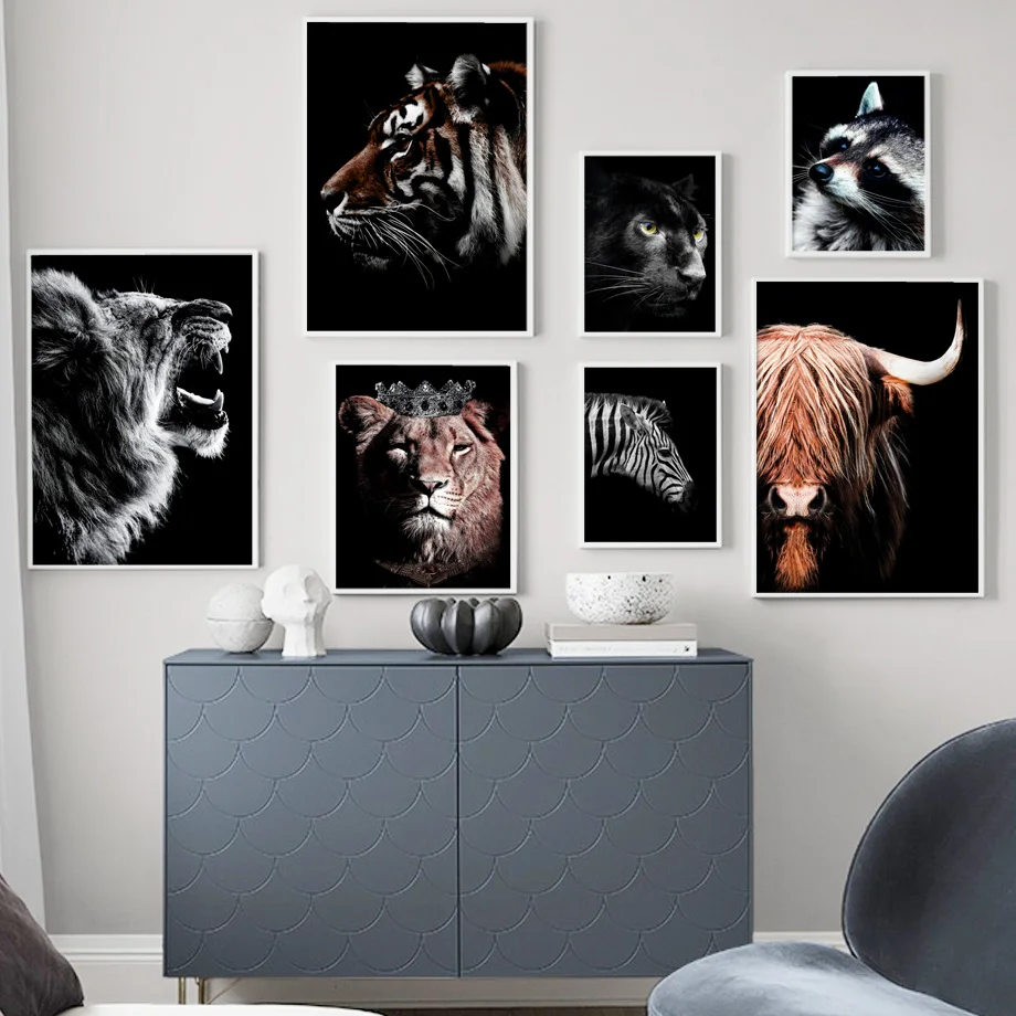 Lion Tiger Panther Zebra Bull Wand Kunst Leinwand Malerei Nordic Poster Und Drucke Tier Wand Bilder Für Wohnzimmer Hause decor