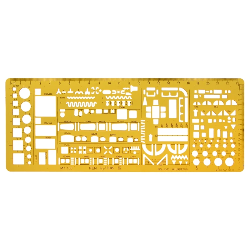 1Pc Professional Architectural Template Ruler Drawing Stencil Measuring Tool Student Hot