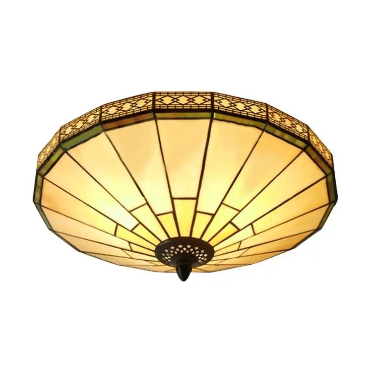 Colored glass European style simple Ceiling Lamp Retro balcony restaurant hotel room study led ceiling lamp