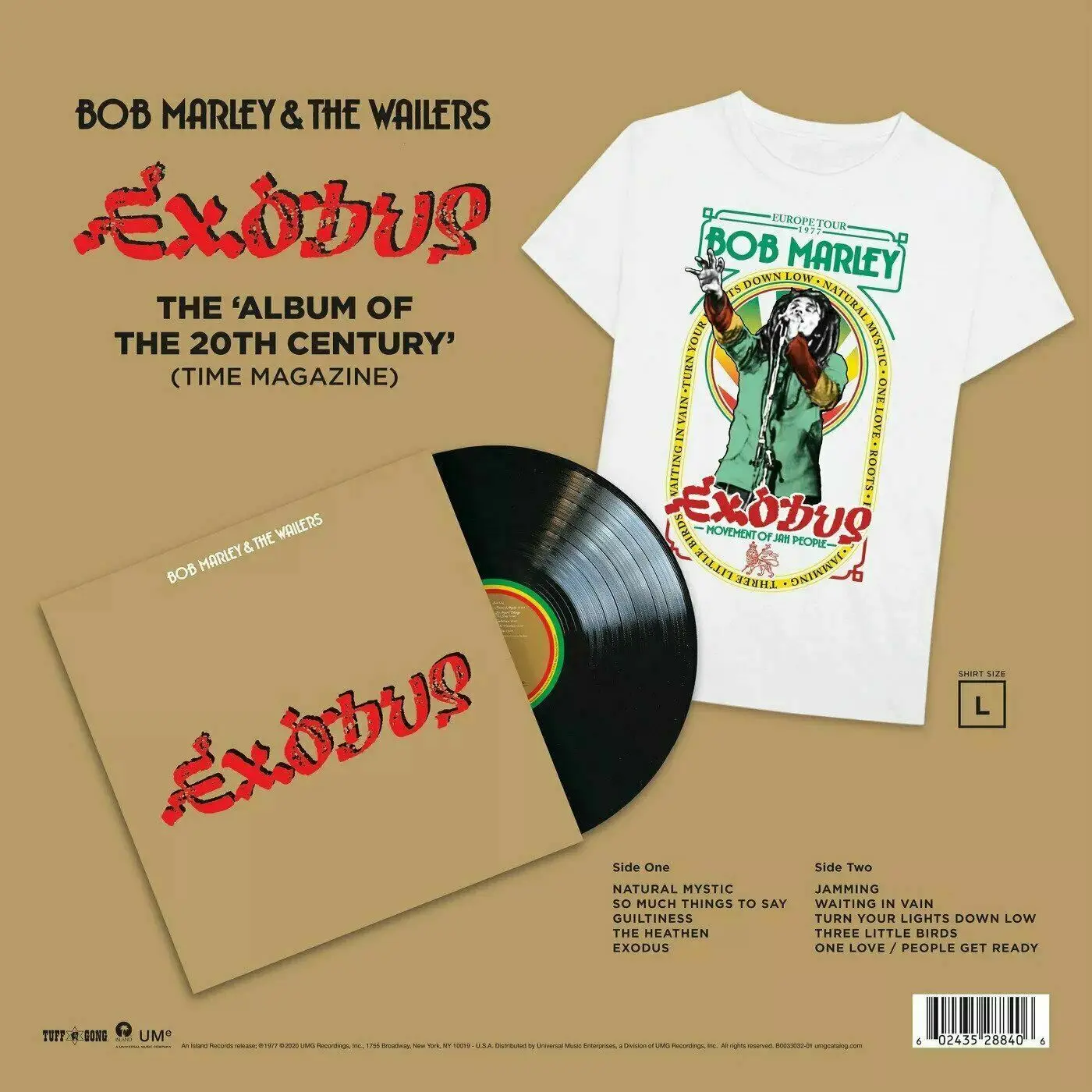 BOB MARLEY & The Wailers - Exodus Exclusive Bundle Vinyl T-Shirt - New