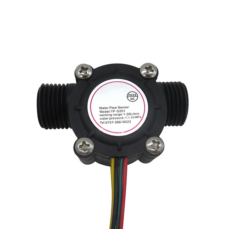 1/2" Water Heater Water Flow Sensor 1.75MPa Hall Sensor Turbine Flowmeter DC5~18V With Temperature Induction