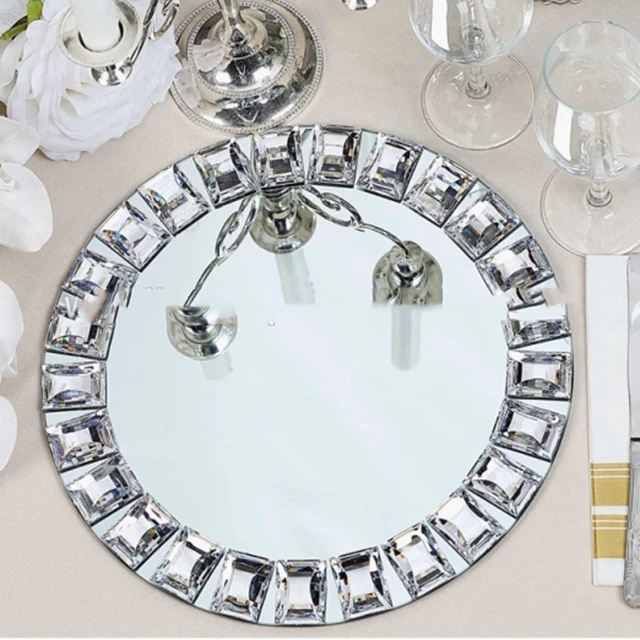 

20pcs)Luxury dinner plate for event party decoration royal charger plate glass bead acrylic mirror crystal yudao1470