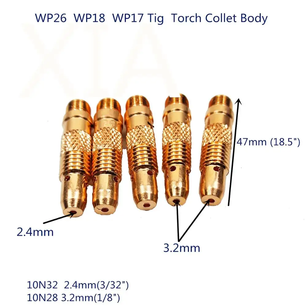 10Pcs Argon Welding TIG Inverter DC Welding Machine/Equipment 1.6mm/2.0mm/2.4mm/3.0mm/3.2mm TIG Tungsten Collet Body and Collet