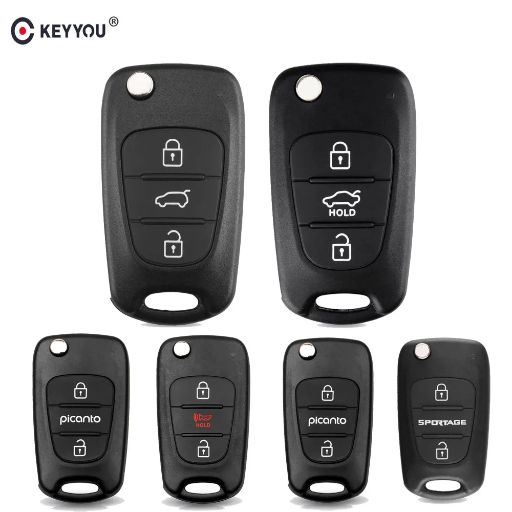 KEYYOU Kia Rio 3 Picanto Soul Ceed Cerato Sportage K2 K3 K5 3 düğmeler çevirme katlanır uzaktan oto araba anahtar kabuk boşlukları durumda