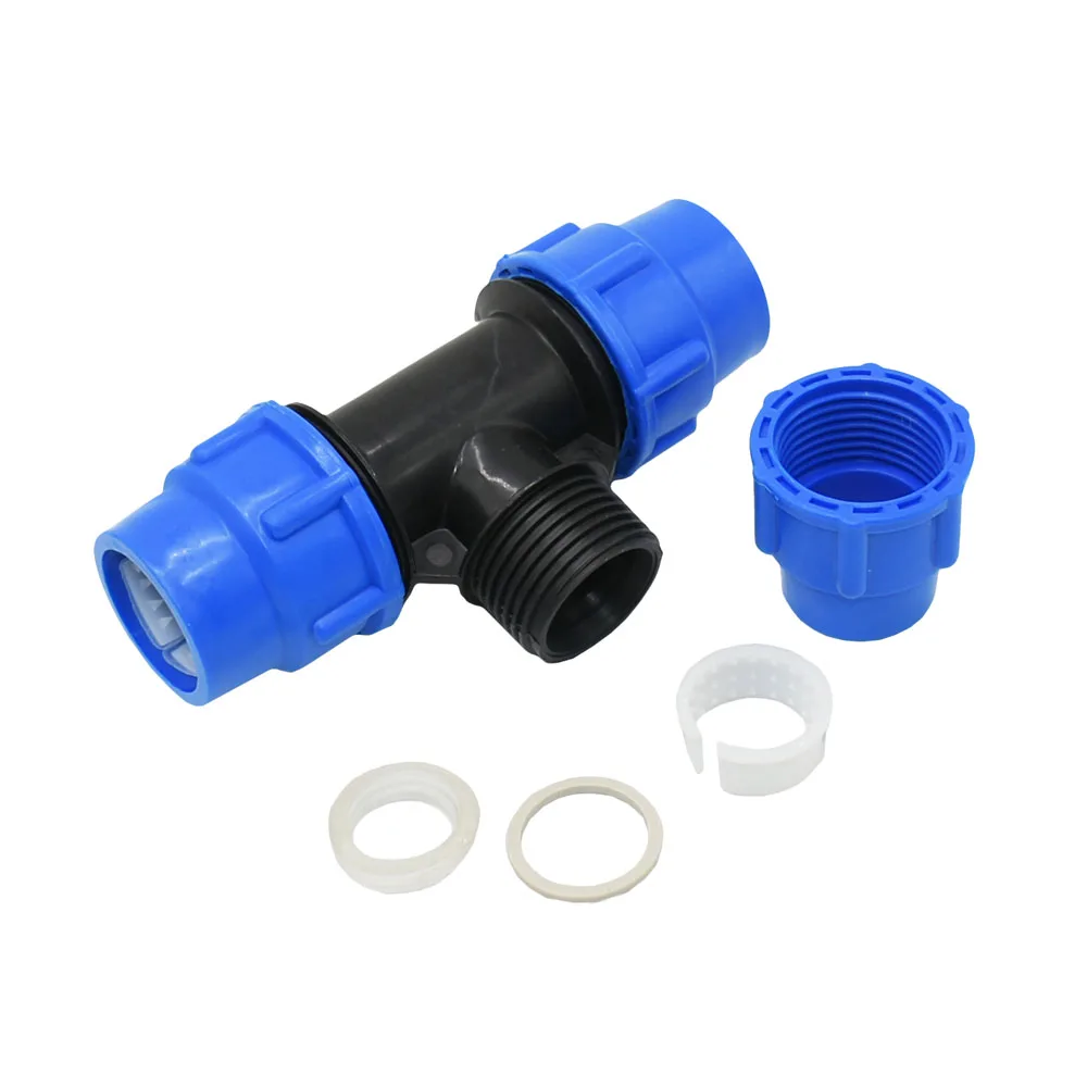 PE Tube Quick Connector Reducing Elbow Tee Water Splitter 63/50/40/32/25/20mm Plastic Coupler Farm Water Pipe Fittings