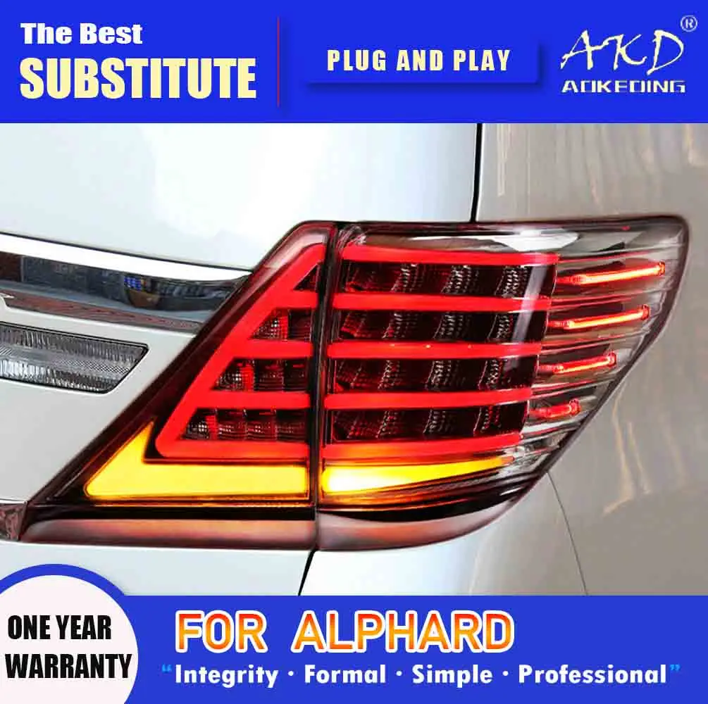 

AKD Tail Lamp for Alphard LED Tail Light 2009-2014 Alphard Rear Fog Brake Turn Signal Automotive Accessories