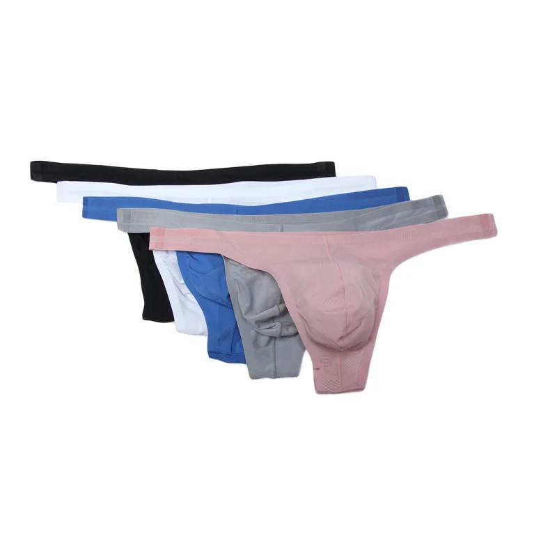 5PCS Sexy Men Underwear Gay Men's Thong and G string Ice Silk Transparent Soft Jockstrap Erotic Penis Pouch Panties Tanga Hombre