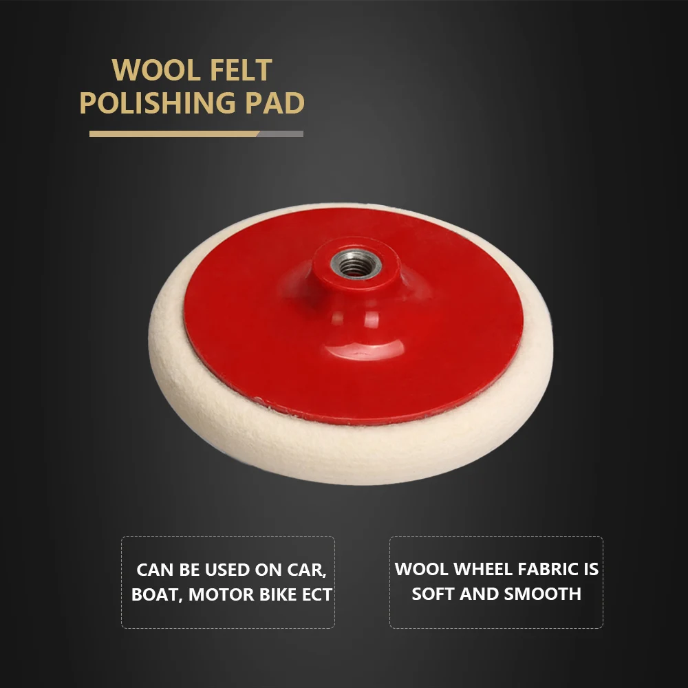 SPTA 5Inch / 6Inch Wool Felt Polishing Pads M14 Thread Felt Wheel Flocking Buffing Pad Car Paint Finish Polishing Disk