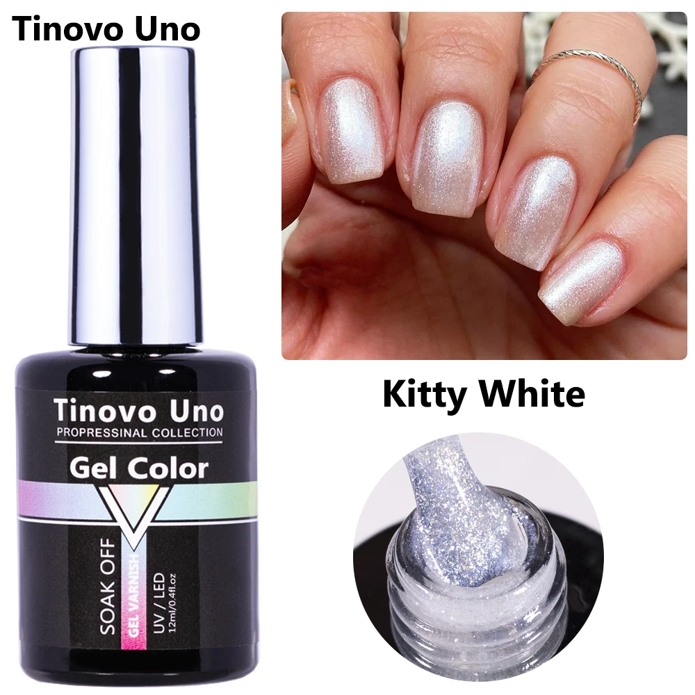 

Tinovo Uno Kitty White Gel Nail Polish 12ML Semi Permanent UV Vernis Manicure Gels Pearl Shine Nails Art Varnish Sparkle Lacquer