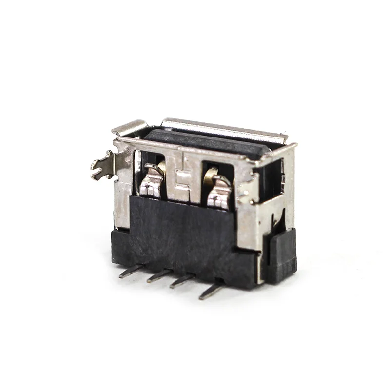 20/50pcs Female Warp Edge Type AF USB 2.0 DIP 4Pin Socket Jack Connector Plug Socket with Cover Seat Welding Wire Adapeter 90