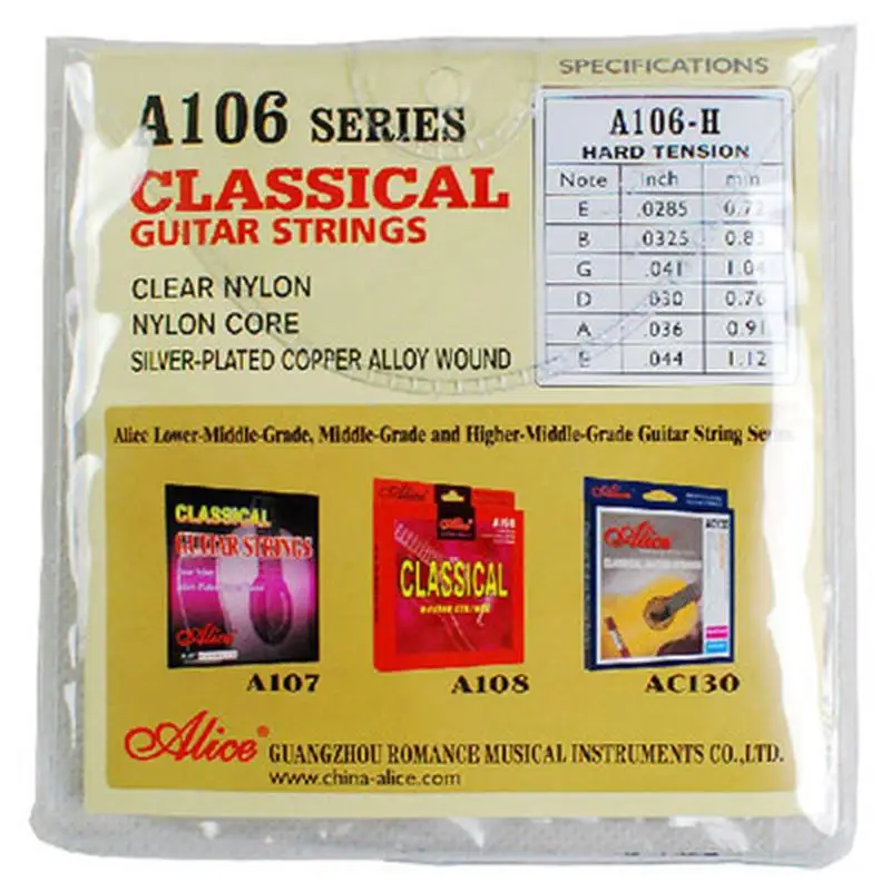 Alice A106H /QE27 Classical Guitar Strings Nylon Strings Guitar Strings Guitar Accessories 1-6 Sets of Strings Cost-Effective