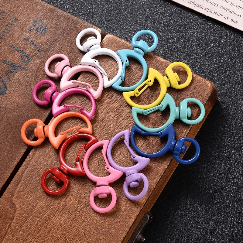 10Pcs/Lot 18x34mm Choose Color Alloy Moon Shape Lobster Clasp Hook Connector for Keychain Hole Key Ring Jewelry Making Findings