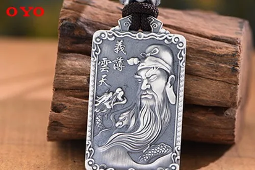 

999 sterling silver pendant Wu Cai God Guan Gong pendant Lucky Buddha Chanlong brand carp lotus foot silver pendant