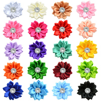 20Pcs Pink/white/off-White Handmade Small Satin Rhinestone Fabric Flowers for Craft Wedding Party Appliques Garment Accessories