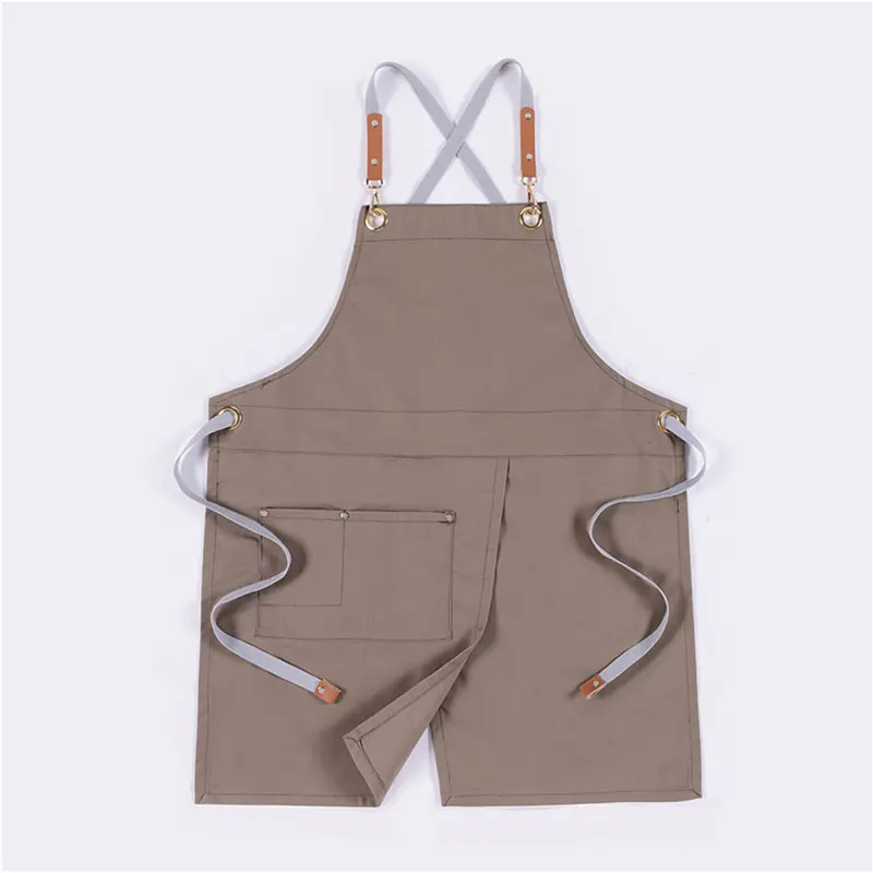Customized Embroidery Or Printing Logo On Aprons For Chefs In Coffee Shops, Tea Houses And Restaurants Split Fork Strap Apron