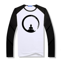 Modal Long Sleeve Custom Zen Meditation Buddha T Shirt Men's Geek His And Hers Bottoming T-shirts O Neck raglan Tees