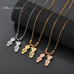 Nextvance Stainless Steel Name Date Child Baby Boy Girl Engrave Necklace Family Gold Color Pendant for Birthday Memorial Gift