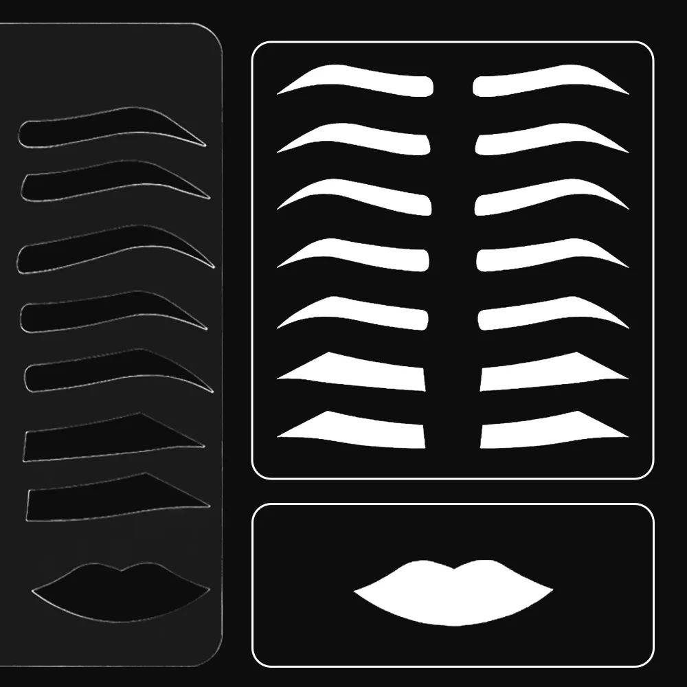 

Reusable Eyebrow Practice Stencil Brow Lips Template Eyebrow Lip Shape Stencils Kit Permanent Makeup Tattoo Training Supplies