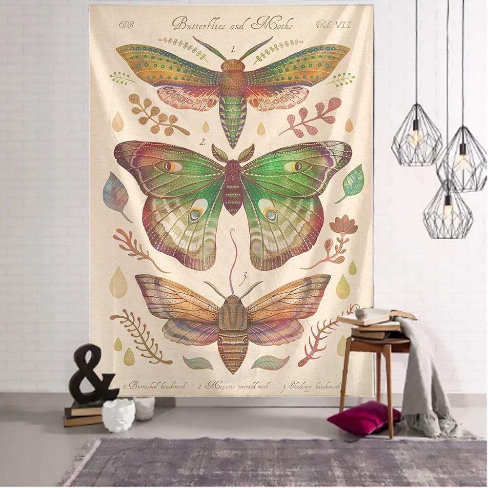 Tapiz de Mariposa Psicodélica para Decoración de Pared, Colgante de Imagen Nórdica, de Tarot, Bohemia, Brujería, Hippie o Ciencia Ficción para