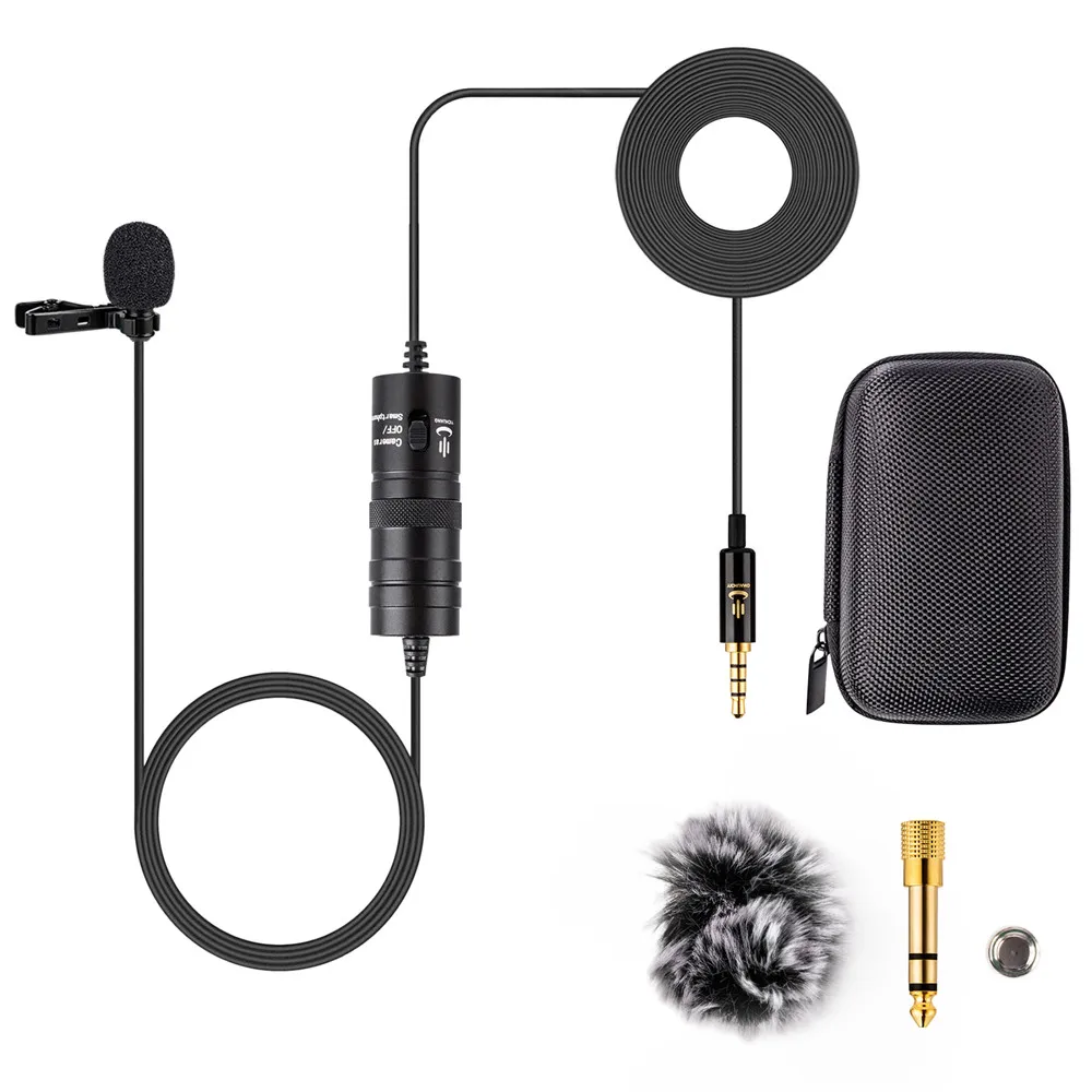 YC-VM10 6M Audio Video Record Lapel Microphone for Android phone Mac Vlog Mic Lavalier Microphone iPhone DSLR Camera Camcorder