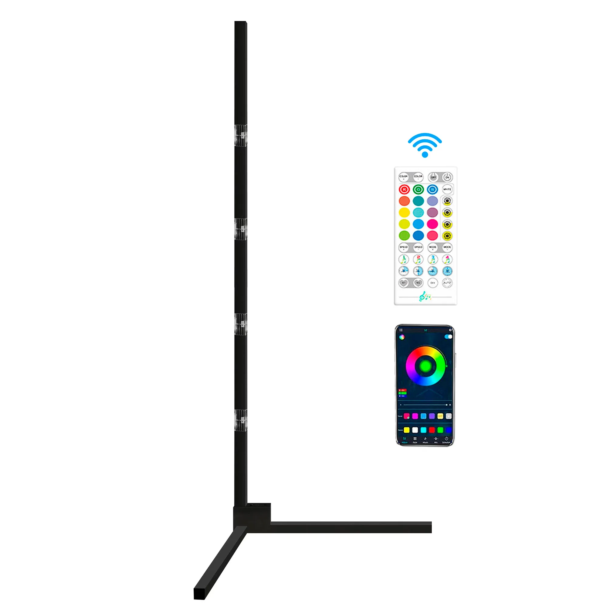 RGB WW Remote LED Corner Floor Lamps, Dream Color, 1.5m, IC, 5V,