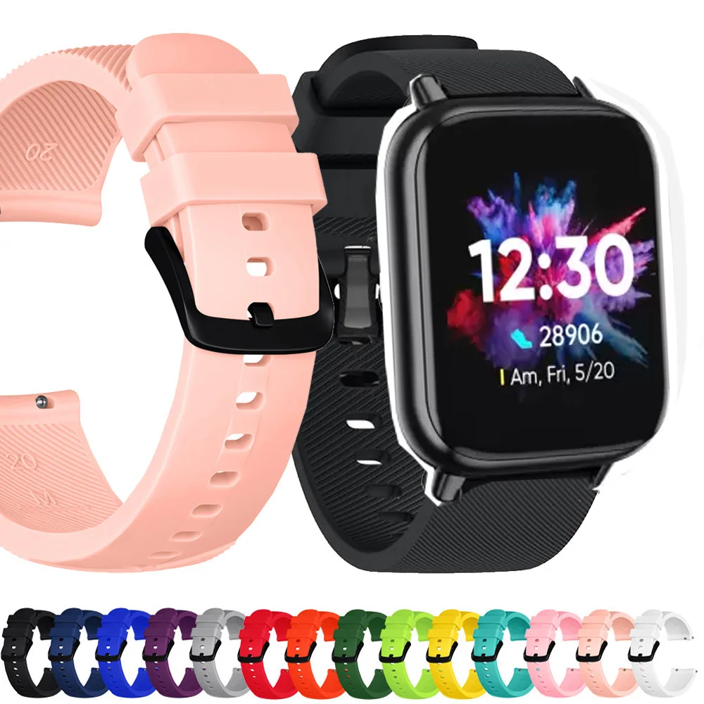 For DIZO Watch 2 by Realme TechLife Wrist Bracelet 20mm Silicone Replacement Watchband For Realme Watch/Amazfit Bip U Pro Strap