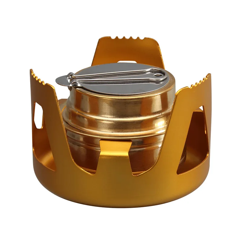 

Mini Alcohol Stove for Backpacking, Lightweight Brass Spirit Burner with Aluminium Stand for Camping Hiking