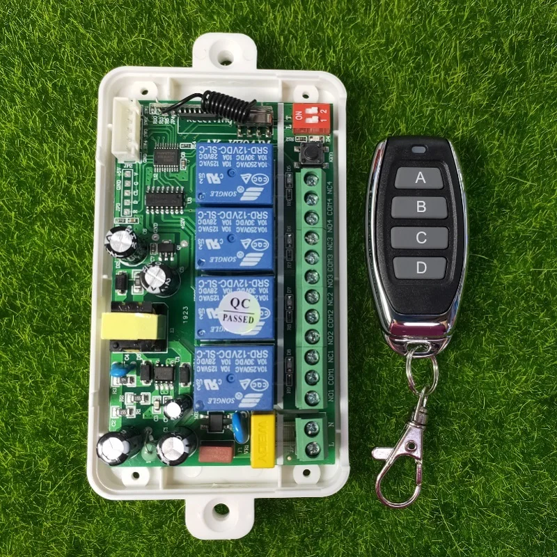 AC85V-256V 4CH 4 Channel 10A Relay RF Wireless Remote Control Switch System 315 MHz 433 MHz Transmitter And Receiver