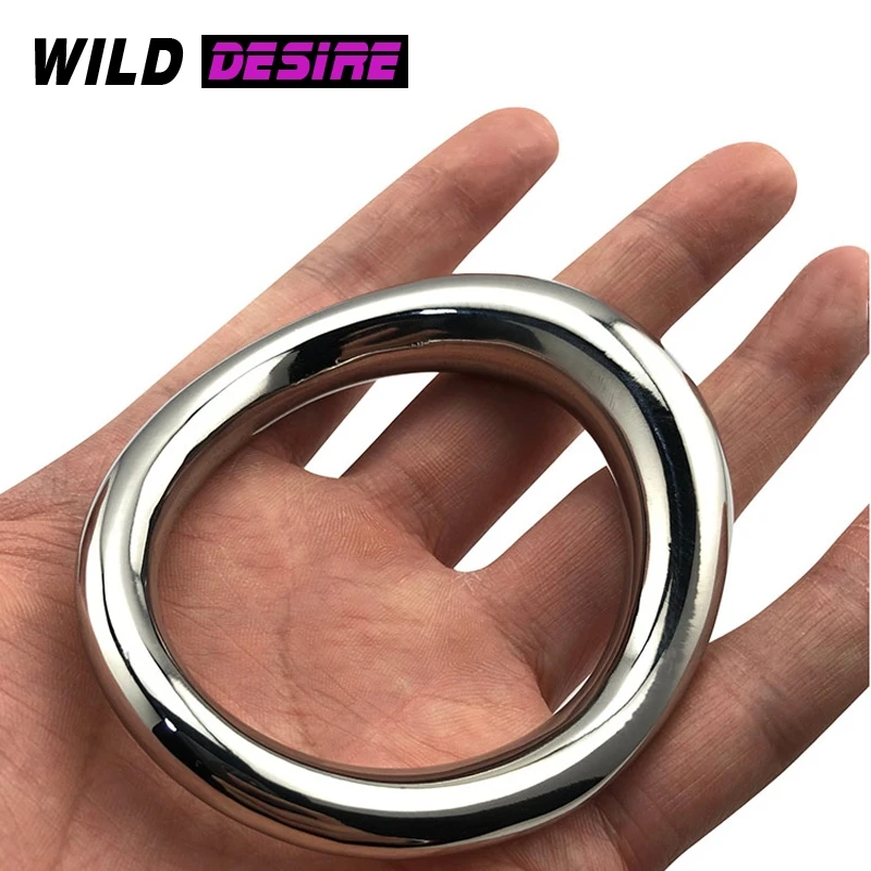 New 3 Size Stainless Steel Penis Bondage Lock Cock Ring Male Metal Ball Scrotum Stretcher Delay Ejaculation BDSM Sex Toy Men 18+