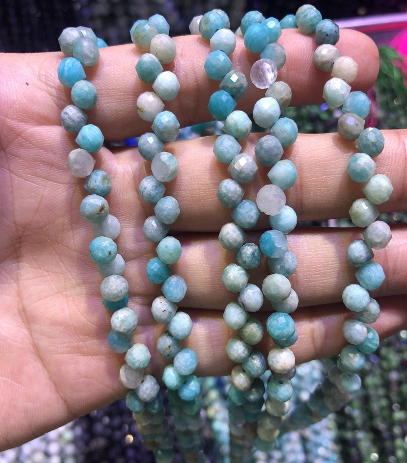 

Wholesale 2string of 15.5" Natural Amazonite Bead 6mm Faceted Round Tear Drop Gem Stone Loose Beads for Jewelry