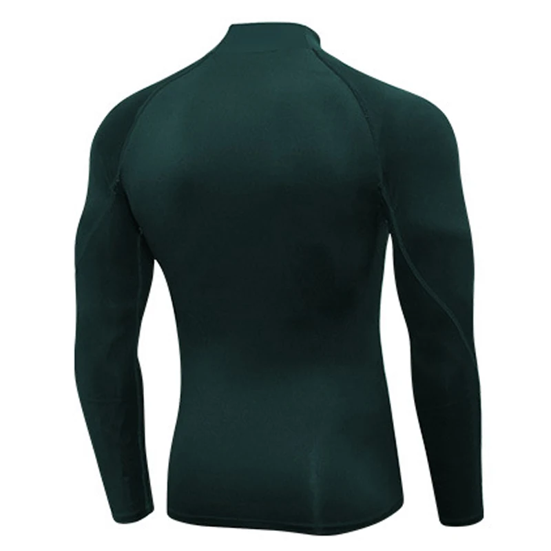 Quick Dry Stand Collar Compression Running Shirts Men Gym Fitness Long Sleeve Sportswear T-Shirt Elastic Rashguard Top Customize