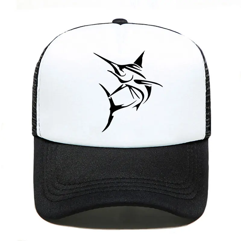 Marlin Fish Large swordfish Fishing Print Baseball Cap Men Women Parent-child Hats Mesh Visor Outdoor Sun Hat Adjustable Caps