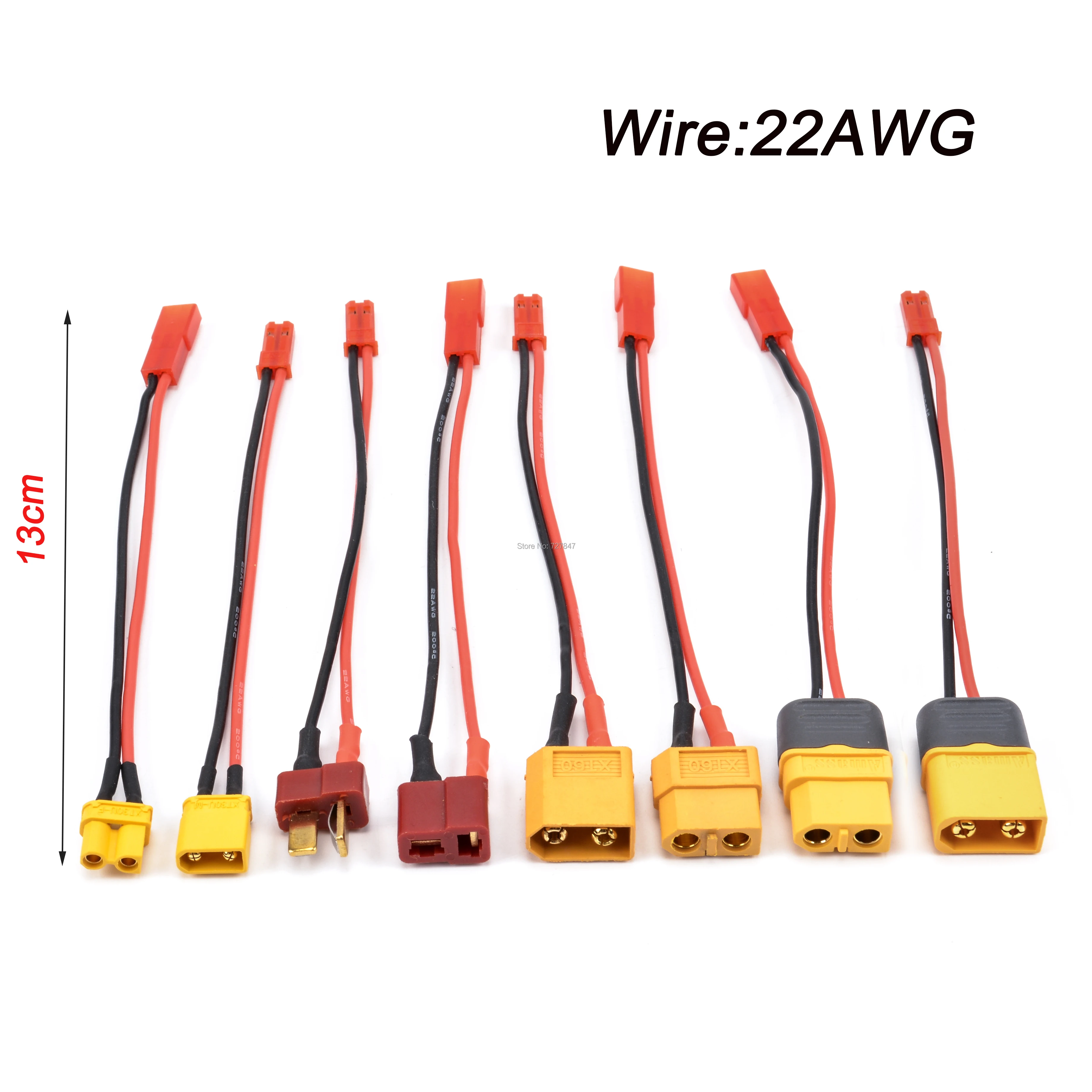 22AWG XT30U XT60 XT60H T-plug Male / Female Connector to JST plug charger adapter LiPo Battery Model Charging  Converter Lead