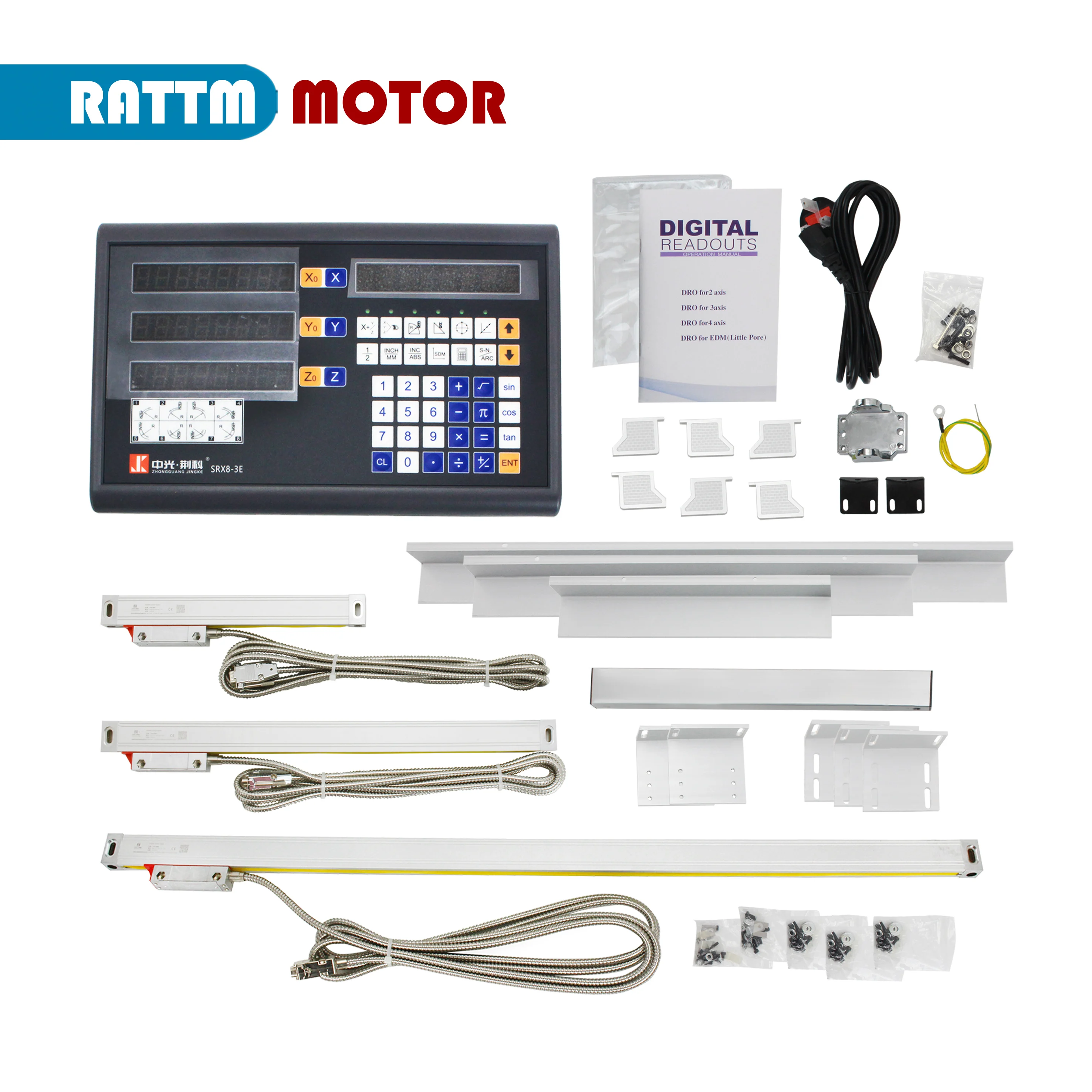 Complete Set 3 Axis Digital Readout Dro With 3 pcs Grating Ruler Linear Scales For Milling/ Lathe/ Drill Machine