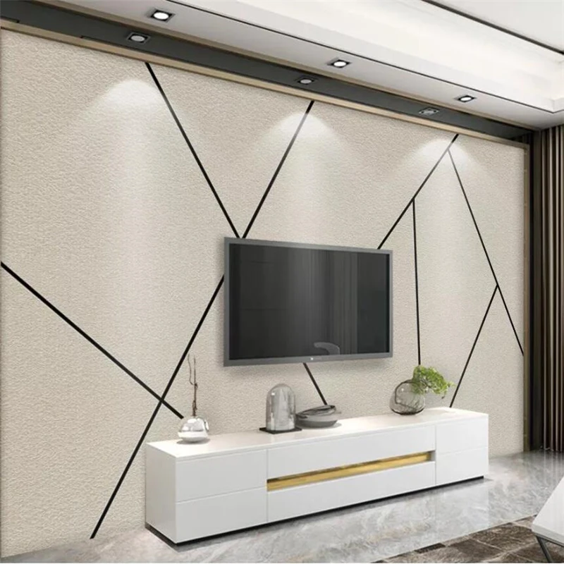 Custom wallpaper 3d mural Nordic minimalist personality abstract geometric line square wall papers geometric lines light luxury