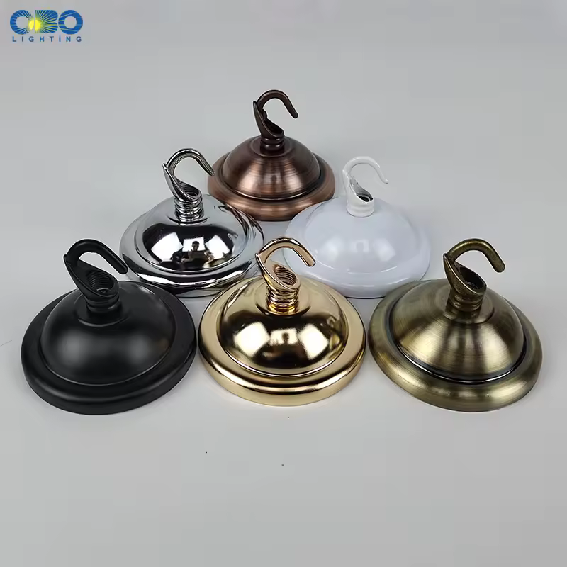 Ceiling Plate Base Black/White/Bronze/Gold/ 66mm DIY Round Iron+ Hook Ceiling Mount Pendant Lamp Base