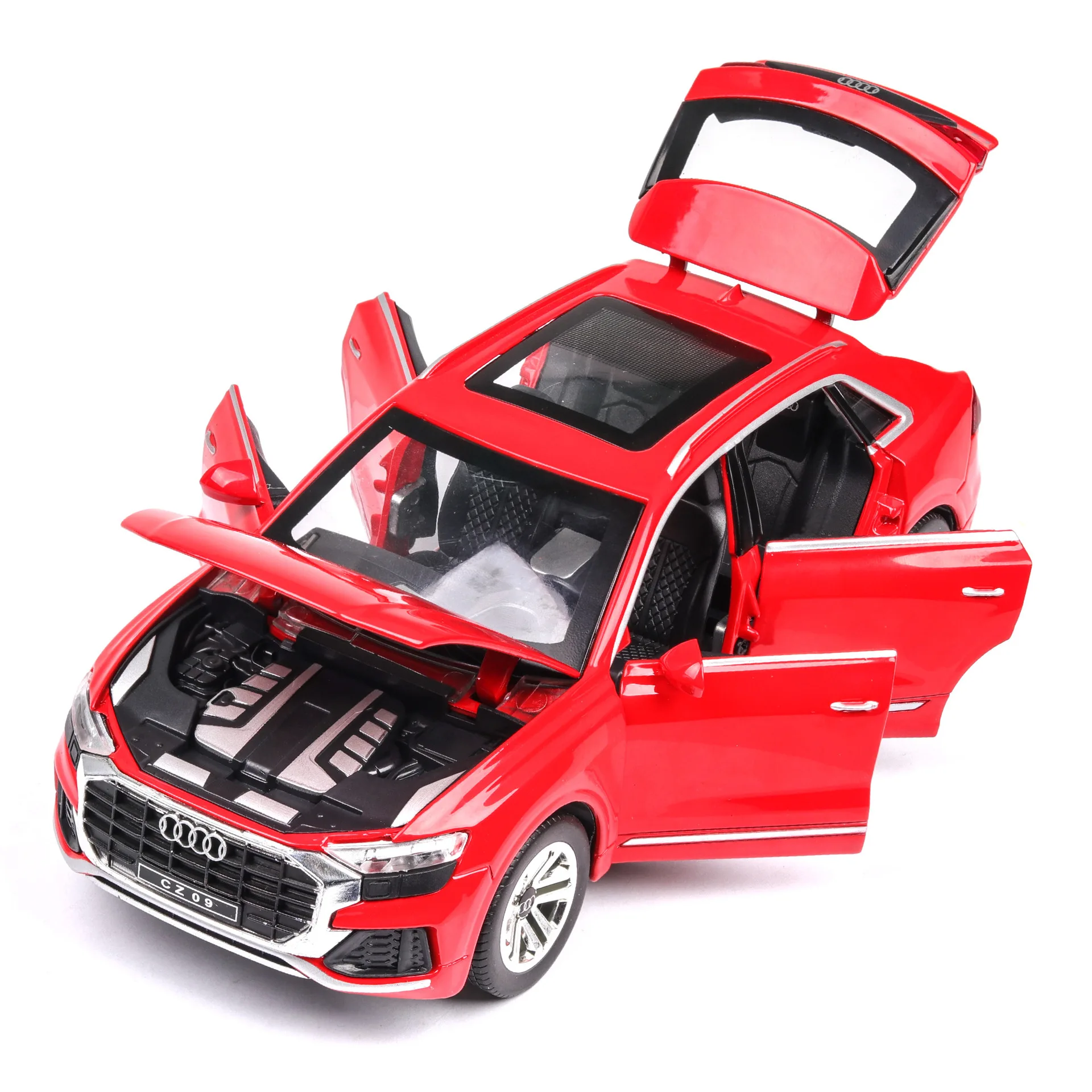 1:24 High Simulation Audi Q8 SUV Sound And Light Pull Back Alloy Toy Car Model For Children Gifts Car Kids Toy