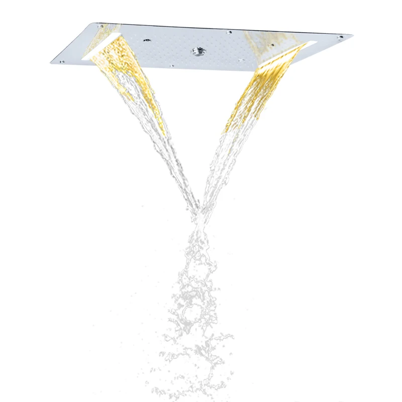 

Chrome Polished 70X38 CM LED Top-end Bathroom Shower Head Spa Multi Function Bubble Waterfall Atomizing Rainfall