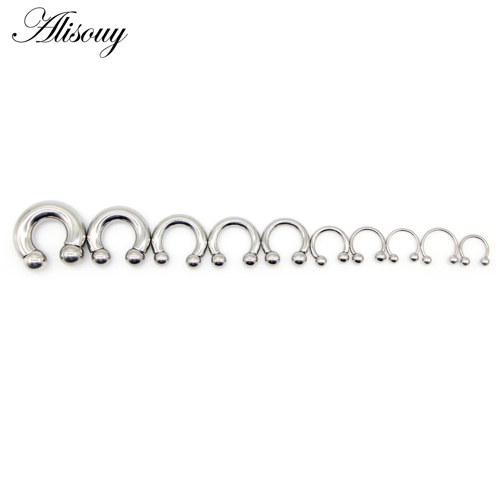 Alisouy 1PC Big Large Size Captive Bead Nose Ring Ear Plug Expander Guauge Male Genital BCR Hoop Earring Piercing Body Jewelry