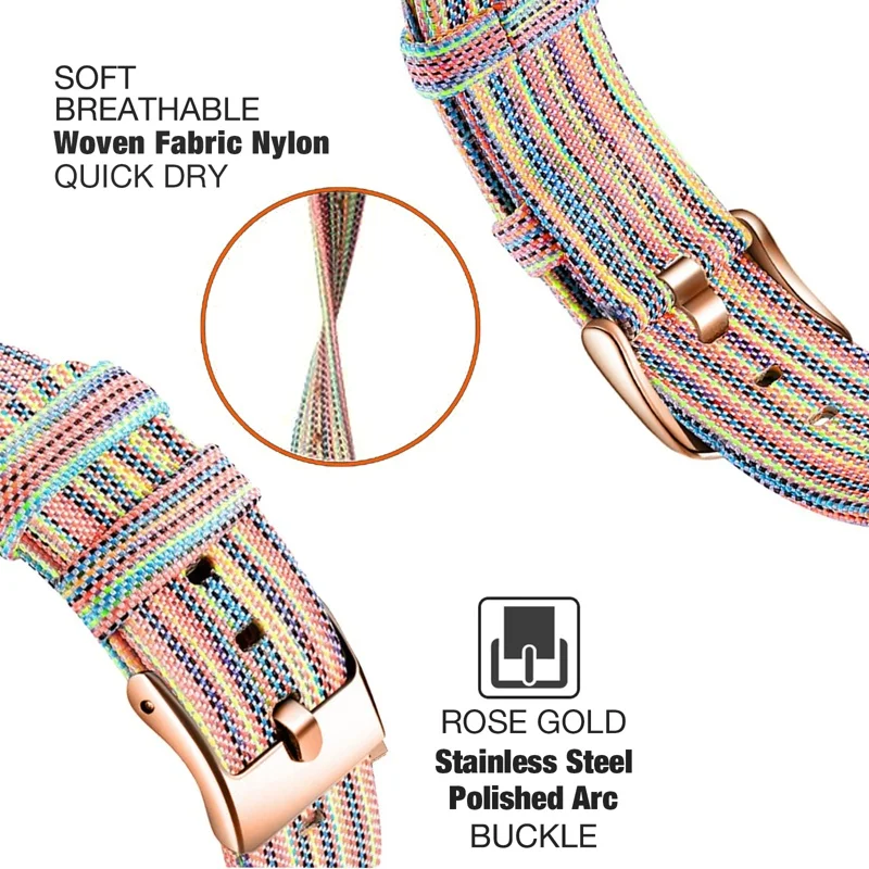 20mm ajuste rápido tecido macio lona náilon secagem rápida pulseira feminina para garmin fenix 5S, fenix 6s pro/sapphire descida mk2s