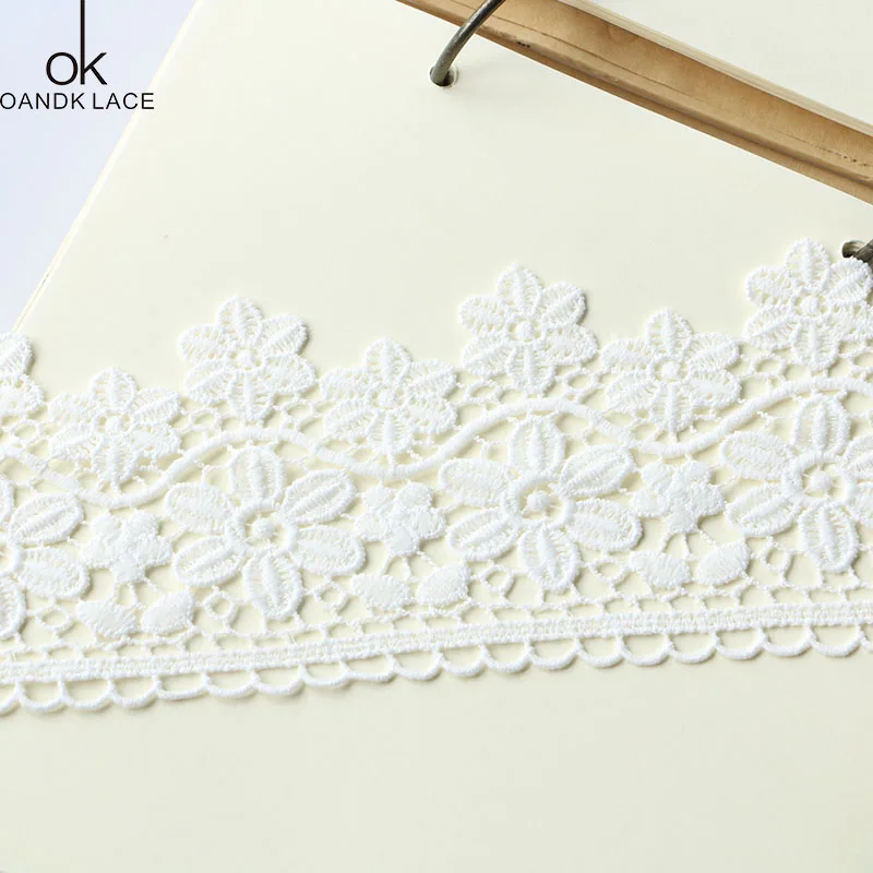 1 yard 9.5 cm garment decorative trim cotton embroidery sewing DIY process white trim pure cotton trim