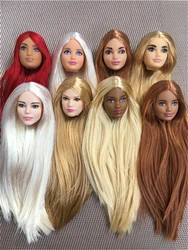 Original Rare Doll Head 1/6 Good Makeup Stewardess Head Collection Long Hair Doll Parts DIY Dressing Doll Heads Doll Accessories