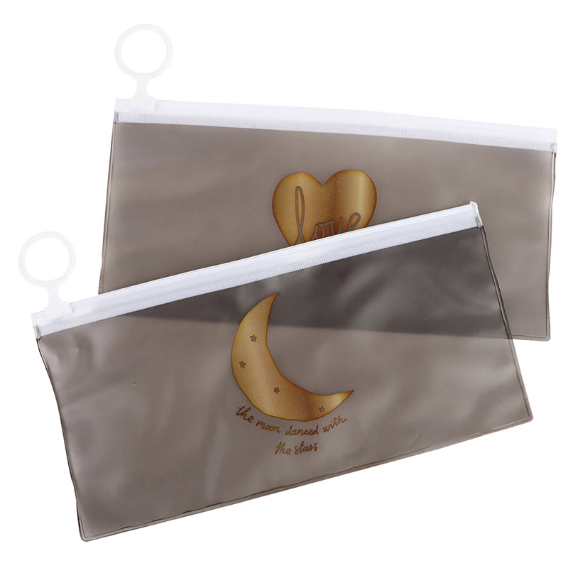 Kawaii Grid Stripe PVC Waterproof Pencil Bag Cute Colored Clear Pen Cases Transparent School Pencil Case For Girls Stationery