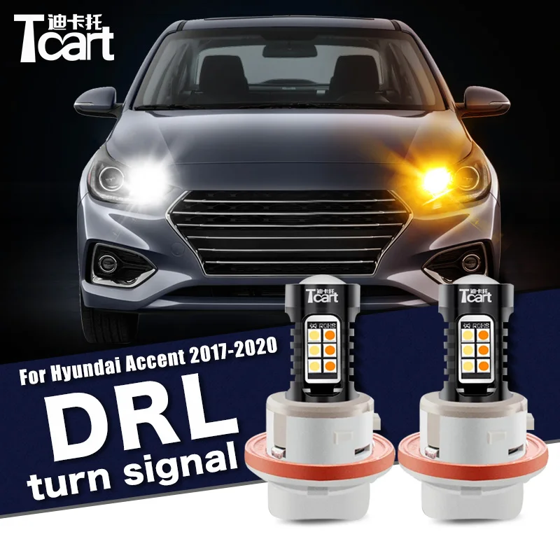 

2PCS Led drl Daytime Running Light Turn Signal 2IN1 Car accessories For hyundai i25 Accent Verna Solaris 2017-2020