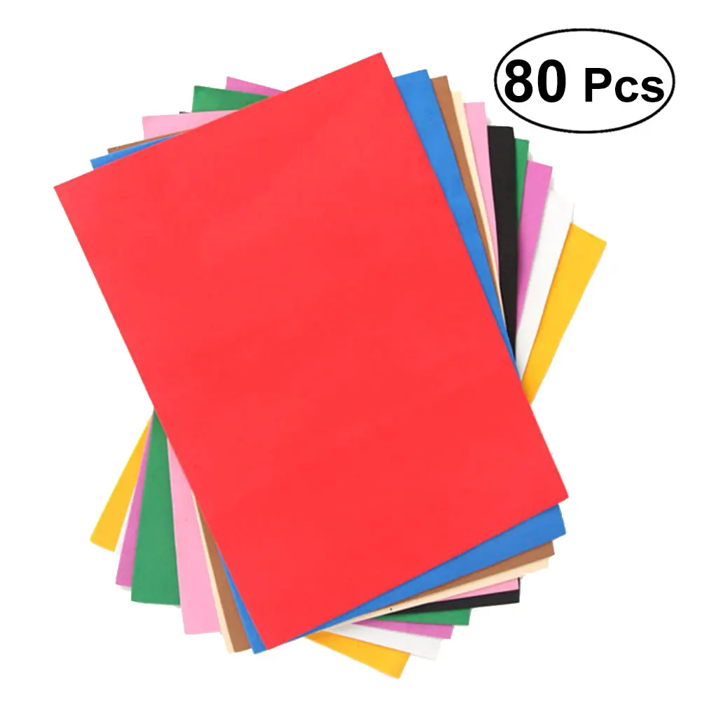 80pcs 20x30cm EVA Sponge Foam Paper Sheets 1.5mm thickness DIY Handcraft Scrapbooking Materials Nursery Decoration Mixed Color