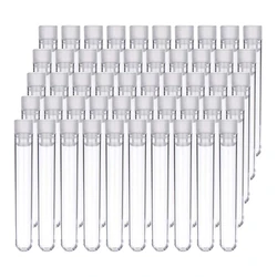 Tubes à essai en plastique transparent avec bouchon à vis blanc, conteneurs d'échantillon, bouteilles à poussoir 12x75mm, 100 pièces