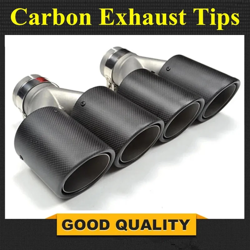 1PCS Universal DUAL Exhaust Tip Matt carbon fiber exhaust pipe tail quad exhaust muffler tip