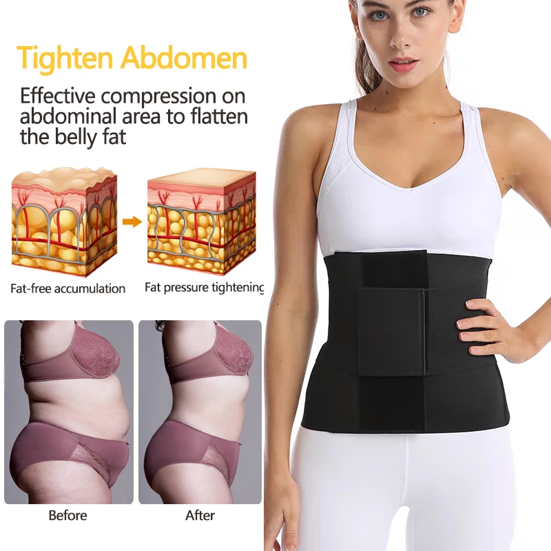 Faja de 3 Cinturones Women Compressive Sauna Waist Trainer Adjustable Tummy Reducing Belt Trimmer Back Supported Snatched Corset