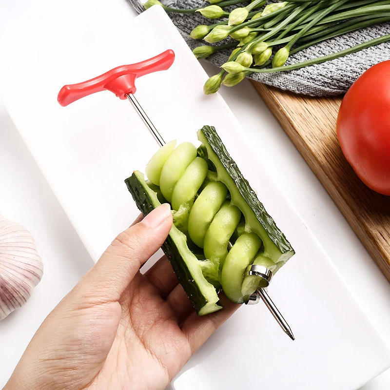 Vegetable Spiral Cutter Stainless Steel Potato Carrot Screw Slicer Cucumber Shredder Knife Cooking Accessories Kitchen Gadgets